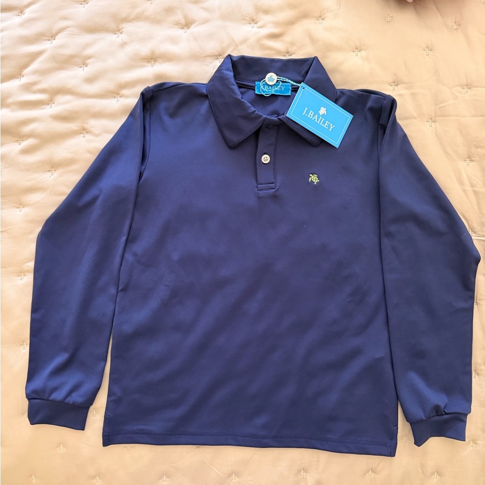 J. Bailey Boys' Long Sleeve Polo Shirt in Navy
